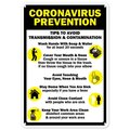 Signmission PSA, Coronavirus Prevention Tips To Avoid Transmission, 14in X 10in Rigid Plastic, NS-P-1014-25554 OS-NS-P-1014-25554